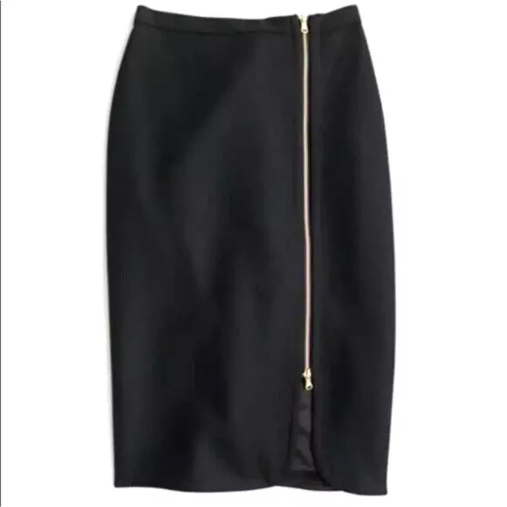 J. Crew Zip Front Pencil Skirt- Black